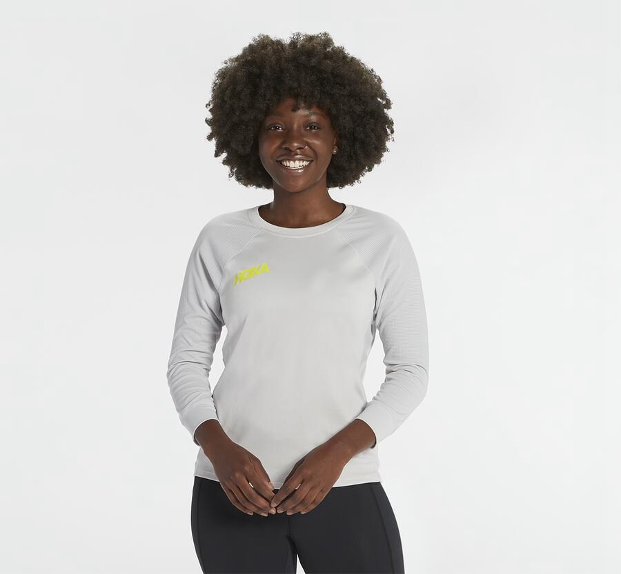 Hoka One One Womens Tops - Performance 3/4 Sleeve - White - SXGN86437